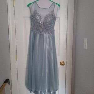 Pale Blue Sequined Prom Dress